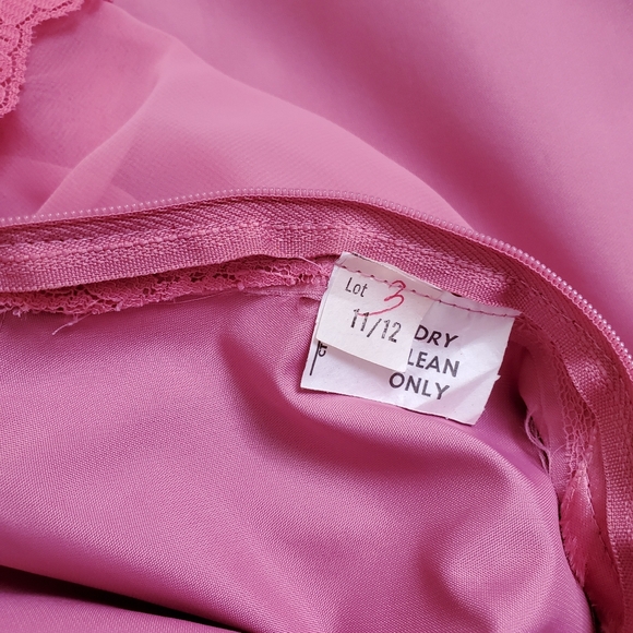 70s Vintage Pink Formal Gown With Long Chiffon Sleeves - Picture 2 of 10